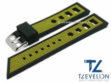 ABVERKAUF: Uhrenarmband 24mm schwarz/gelb Silikon Racing-Look matt von TZEVELION (Schlie&szlig;enansto&szlig; 22 mm)