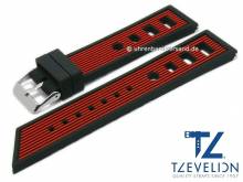 ABVERKAUF: Uhrenarmband 24mm schwarz/rot Silikon Racing-Look matt von TZEVELION (Schlie&szlig;enansto&szlig; 22 mm)