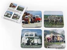 Deko-Untersetzer-Set 4teilig VW T1 BUS SZENERIE MDF/Kork in Pappschachtel von Brisa