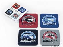 Deko-Untersetzer-Set 4teilig VW T1 BUS - VINTAGE LOGO MDF/Kork in Pappschachtel von Brisa