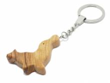 Schl&uuml;sselanh&auml;nger/Taschenanh&auml;nger jonglierende Robbe handgemacht aus Olivenholz