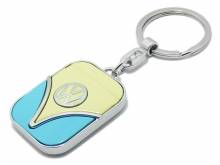 Retro-Schl&uuml;sselanh&auml;nger/Taschenanh&auml;nger VW Bus T1- Front beige/mittelblau/silberfarben Metall