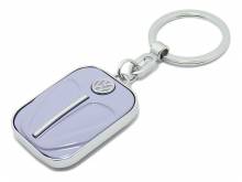Retro-Schl&uuml;sselanh&auml;nger/Taschenanh&auml;nger VW K&auml;fer-Kofferraumhaube (vorn) lila/silberfarben Metall