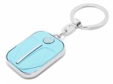 Retro-Schl&uuml;sselanh&auml;nger/Taschenanh&auml;nger VW K&auml;fer- Kofferraumhaube (vorn) t&uuml;rkis/silberfarben Metall