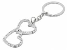 Schl&uuml;sselanh&auml;nger/Taschenanh&auml;nger verschlungene Herzen transparente Schmucksteine silberfarben