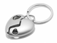 Schl&uuml;sselanh&auml;nger/Taschenanh&auml;nger gebrochenes Herz silberfarben poliert und matt