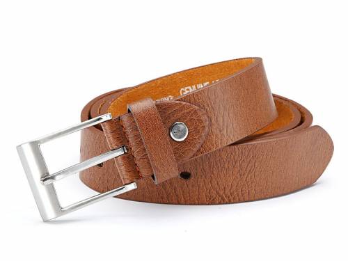 Basic-G�rtel mittelbraun genarbt - Gr��e 95 (Breite ca. 3 cm) - Bild vergr��ern 
