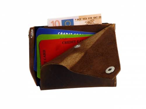 ABVERKAUF: Kartenetui -Vintage Buffalo- naturbelassenes B�ffelleder braun Druckknopfverschluss von T-Burn-Brands - Bild vergr��ern 