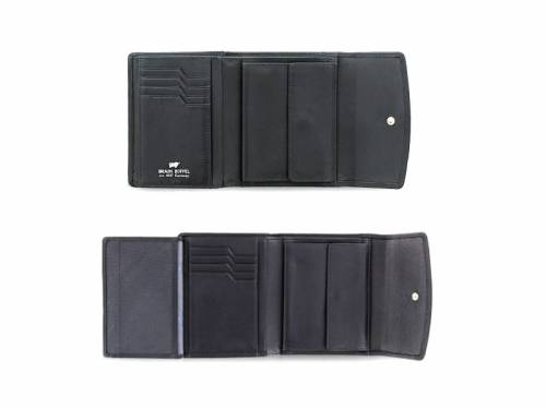 Damen-Geldb�rse Golf Rindleder fein genarbt RFID Schutz schwarz Druckknopfverschlu� mit Logo von Braun B�ffel - Bild vergr��ern 