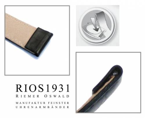 Uhrenarmband -Argentina Clip- 18mm fester Steg schwarz Allig.-Prg. RIOS (Schlieenansto 16 mm) - Bild vergrern 