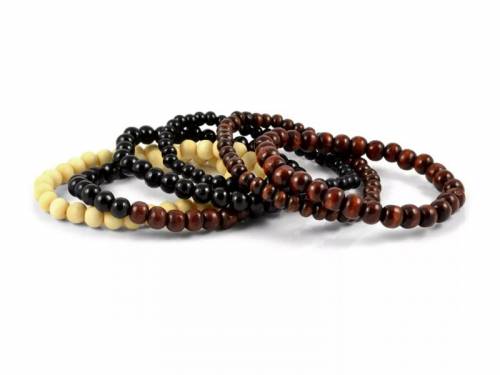 (Schmuck-) Armband-Set 6-teilig Holz schwarz/braun/beige - Bandl�nge ca. 20cm - Bild vergr��ern 