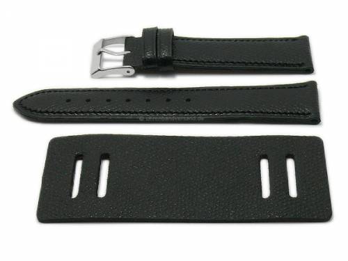 ABVERKAUF: Uhrenarmband -Bund Bullhead- 18mm schwarz Leder Lederunterlage ATELIER FERRER CHANNEL (Schlie�enansto� 16 mm) - Bild vergr��ern 