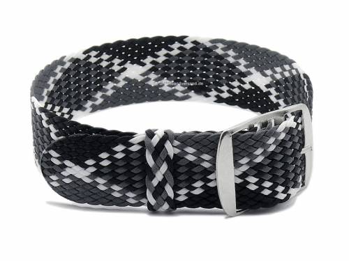 Uhrenarmband 18mm schwarz/grau/wei Perlon/Textil Rautenmuster Durchzugsband - Bild vergrern 