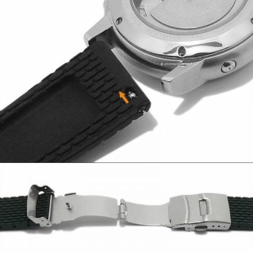 Basic-Uhrenarmband 18mm schwarz Silikon mit Struktur Sicherheits-Faltschliee & Schnellwechsel-Stegen - Bild vergrern 