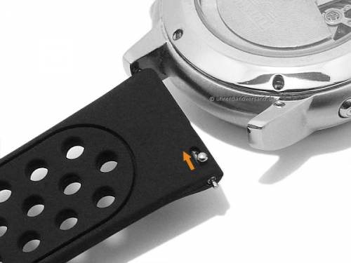 Basic-Uhrenarmband 22mm schwarz Silikon perforiert matt Schnellwechsel-Stegen (Schlieenansto 22 mm) - Bild vergrern 