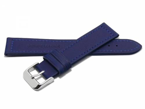 PREISTIPP: Uhrenarmband 20mm dunkelblau Leder abgen�ht glatt flach (Schlie�enansto� 18 mm) - Bild vergr��ern 