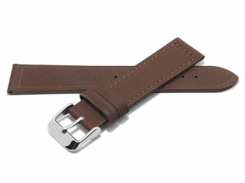 PREISTIPP: Uhrenarmband 22mm dunkelbraun Leder abgen�ht glatt flach (Schlie�enansto� 20 mm) - Bild vergr��ern 