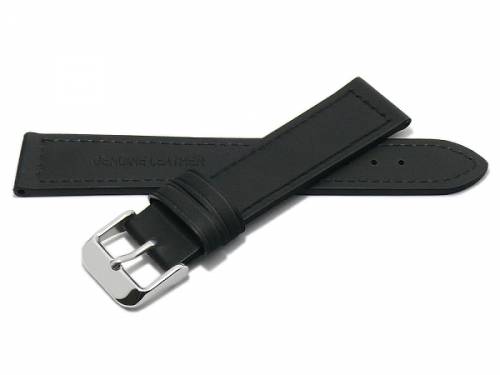 PREISTIPP: Uhrenarmband 22mm schwarz Leder abgen�ht glatt flach (Schlie�enansto� 20 mm) - Bild vergr��ern 