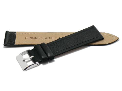 PREISTIPP: Uhrenarmband (Acklb113) 20mm schwarz Leder abgen�ht genarbt flach (Schlie�enansto� 18 mm) - Bild vergr��ern 