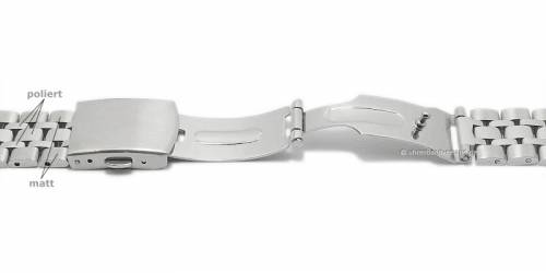 Preistipp: Uhrenarmband 16mm silberfarben Edelstahl massiv teilweise poliert mit Faltschlie�e - Bild vergr��ern 