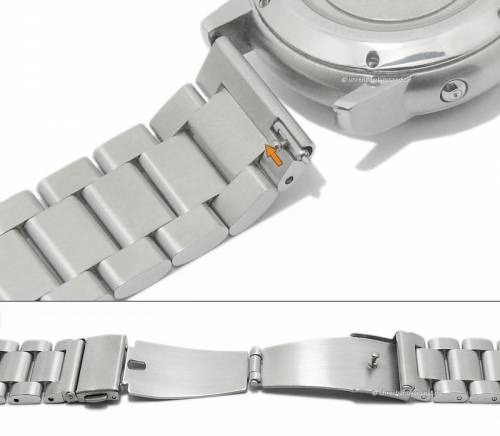 Preistipp: Uhrenarmband 20mm silberfarben Edelstahl massiv matt Faltschlie�e mit Schnellwechsel-Stegen - Bild vergr��ern 