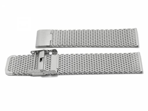 Preistipp: Uhrenarmband 20mm Milanaise stahlfarben mittelschweres Geflecht mit Sicherheits-Schiebeverschlu - Bild vergrern 
