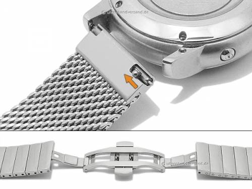 Preistipp: Uhrenband 18mm Milanaise Edelstahl mittelschweres Geflecht mit Schnellwechsel-Stegen Butterfly-Faltschlie�e - Bild vergr��ern 