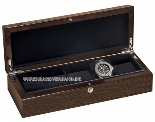Uhrenbox -Wallnuss- dunkelbraun matt f�r bis zu 5 Armbanduhren - Bild vergr��ern 