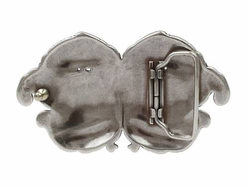 G�rtelschlie�e Metall silber Motiv Federn Antik-Look passend f�r G�rtelbreite 40 mm - Bild vergr��ern 