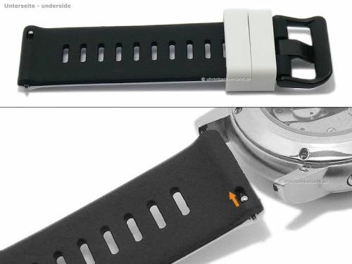 Uhrenarmband 22mm wei�/schwarz Silikon mit Schnellwechsel-Federstegen f�r sportive Uhren & Smartwatches - Bild vergr��ern 