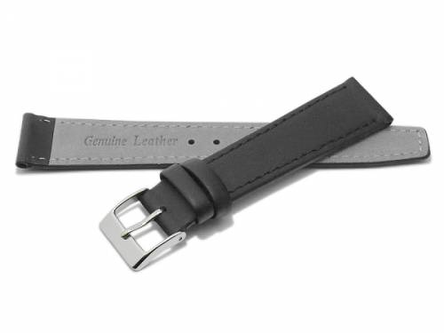 Basic-Uhrenarmband 19mm schwarz Leder glatt abgen�ht (Schlie�enansto� 16 mm) - Bild vergr��ern 