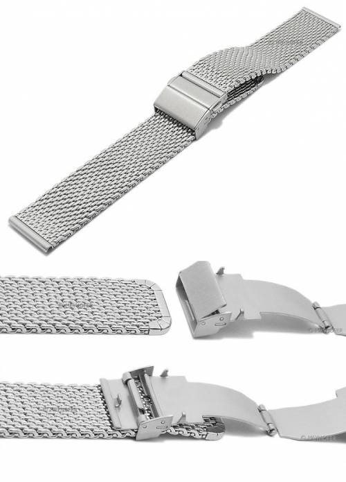 Kippfaltschlie�e/Schiebeverschlu� (CsKFS-1011) 22mm blau Edelstahl seitliche Dr�cker f�r Milanaise-Uhrenarmb�nder etc. - Bild vergr��ern 