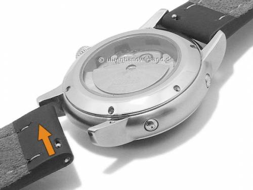 Uhrenarmband 20mm rotbraun Leder glatt helle Naht mit Schnellwechsel-Stegen von DILOY (Schlie�enansto� 20 mm) - Bild vergr��ern 