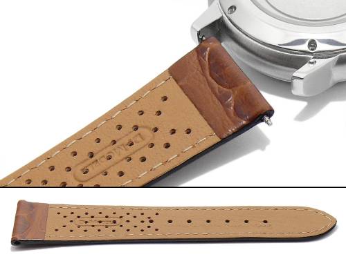 Uhrenarmband 18mm braun Di-Modell -Caracas- Alligator-Pr�gung abgen�ht (Schlie�enansto� 16 mm) - Bild vergr��ern 