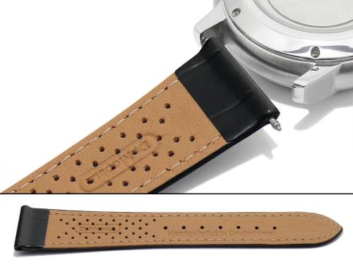 Uhrenarmband -Caracas- 19mm schwarz MADE IN GERMANY Leder Alligator-Pr�gung von DI-MODELL (Schlie�enansto� 16 mm) - Bild vergr��ern 