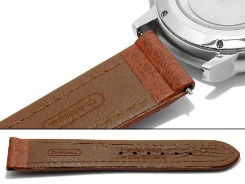 Uhrband -Polo Sherpa- 22mm hellbraun MADE IN GERMANY Rindsleder genarbt mit Wulst von DI-MODELL (Schlie�enansto� 18 mm) - Bild vergr��ern 