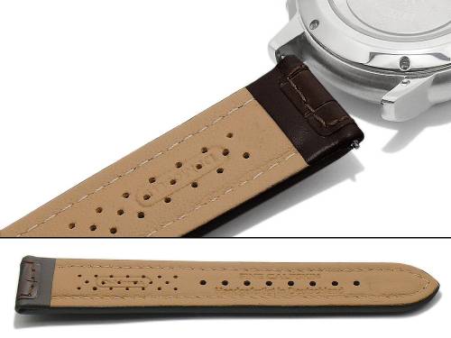 Uhrenarmband 20mm dunkelbraun Di-Modell -Imperator waterproof- Louisiana-Pr�gung Wulst (Schlie�enansto� 18 mm) - Bild vergr��ern 