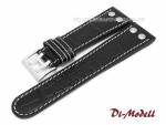 Uhrenarmband 22mm schwarz Leder MADE IN GERMANY Alligator-Pr&auml;gung Nieten 