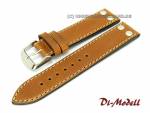 Uhrenarmband 22mm hellbraun Leder MADE IN GERMANY helle Naht mit Nieten 