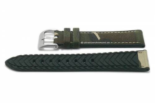 Uhrenarmband -Camouflage- 22mm beige/braun/gr�n etc. Textil/Silikon Military-Look von EULIT (Schlie�enansto� 20 mm) - Bild vergr��ern 