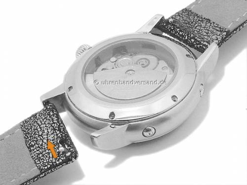 Uhrenarmband 20mm anthrazit-metallic Leder mit Schnellwechsel-Stegen graue Naht von BandOh (Schlie�enansto� 18 mm) - Bild vergr��ern 