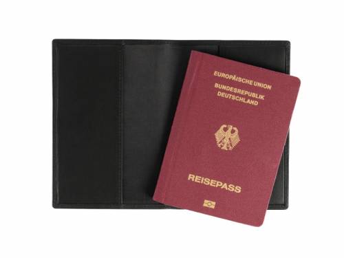 Passh�lle Rindnappa-Leder schwarz abgen�ht mit RFID-Schutz - Bild vergr��ern 
