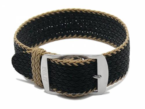 Uhrenarmband -Atlantic- 20mm schwarz/beige Perlon/Textil sportives Design Durchzugsband von EULIT - Bild vergrern 