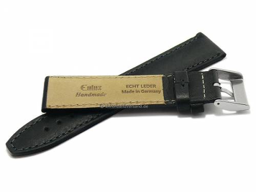 Uhrenarmband -Cavallo Sport- 22mm schwarz MADE IN GERMANY Leder vegetabil gegerbt von EULUX (Schlie�enansto� 18 mm) - Bild vergr��ern 