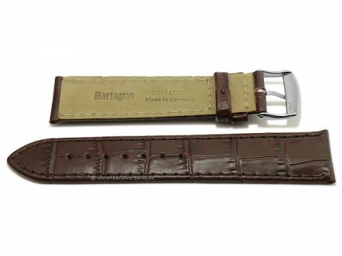 Uhrenarmband -Kroko-Print- 20mm dunkelbraun Leder Kroko-Prgung abgenht von BARINGTON (Schlieenansto 18 mm) - Bild vergrern 