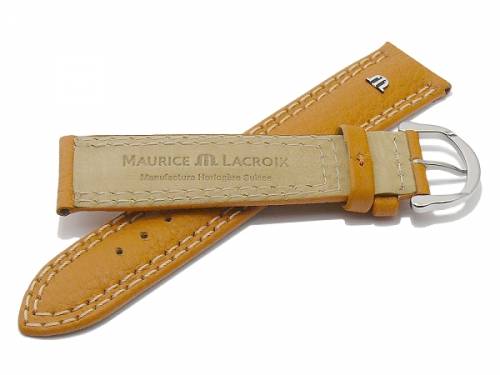 Uhrenarmband Original MAURICE LACROIX 20mm hellbraun Leder genarbt helle Doppel-Naht - Bild vergr��ern 