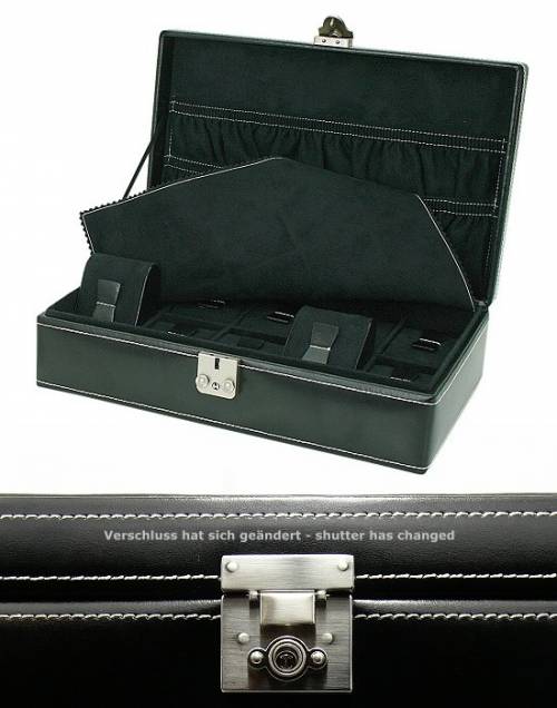 Uhrenkoffer -London- schwarz f�r bis zu 10 Armbanduhren echt Leder - Bild vergr��ern 