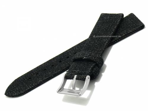 Uhrenarmband -Jeans- 20mm schwarz Textil/Jeans vegan MADE IN GERMANY von FLUCO (Schlie�enansto� 18 mm) - Bild vergr��ern 