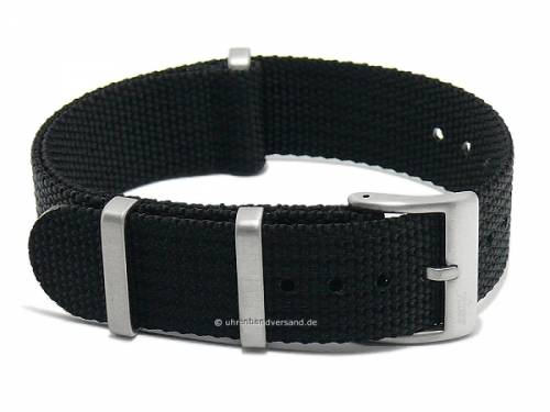 Uhrenarmband -Field Cotton- 18mm schwarz Textil/Nylon Durchzugsband im NATO-Style von FLUCO (Schlieenansto 18 mm) - Bild vergrern 