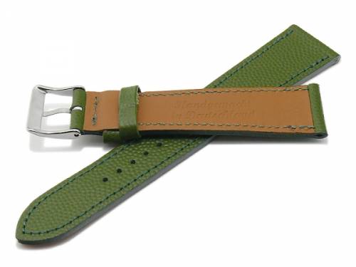 Uhrband -Caviar- 20mm gr�n Leder extravagant gepr�gt abgen�ht MADE IN GERMANY von FLUCO (Schlie�enansto� 16 mm) - Bild vergr��ern 
